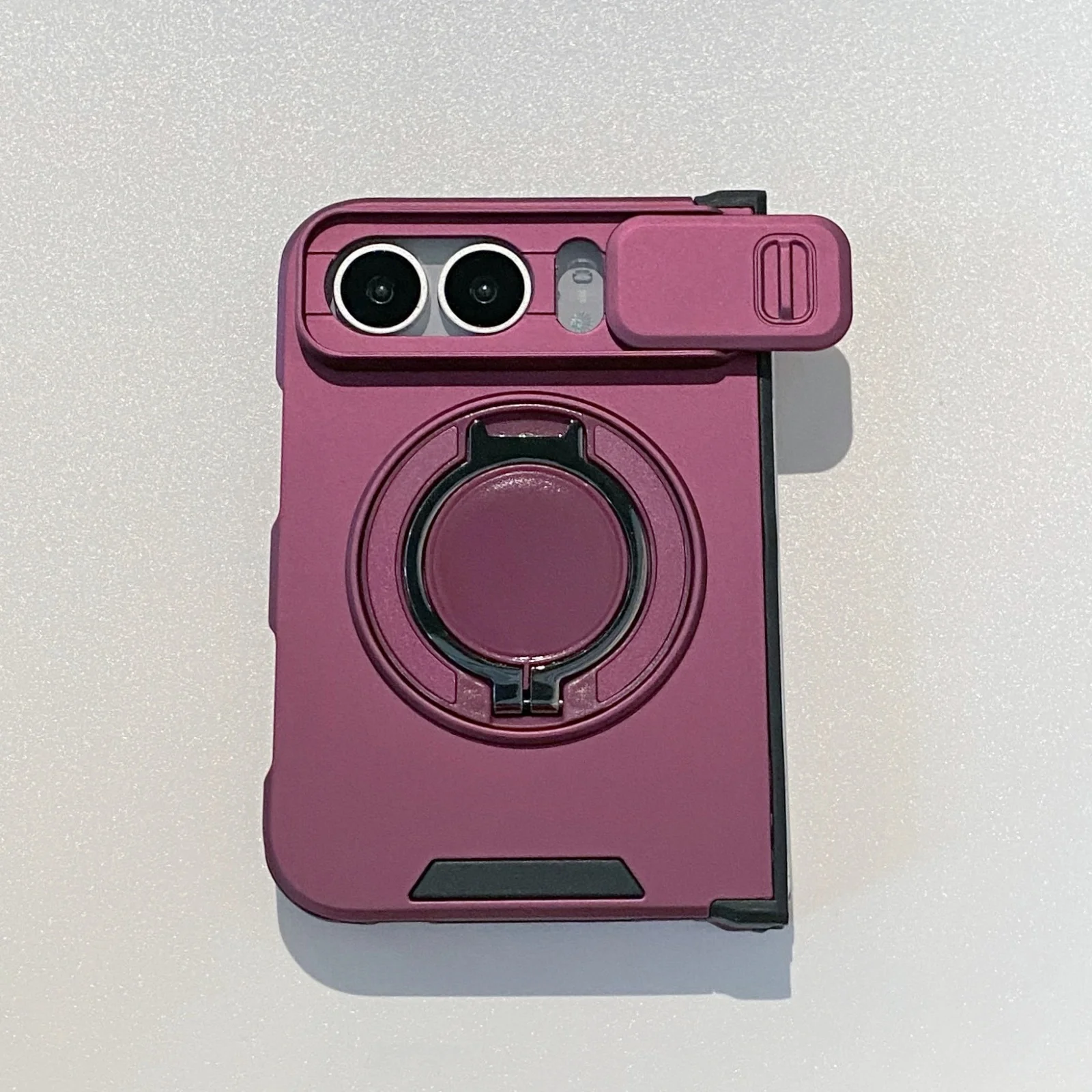 Magnetic Metal Ring Stand Holder Shockproof Case For iPhone Duo Slide Camera Lens Protection TPU Frame Hard Plastic Phone Cover