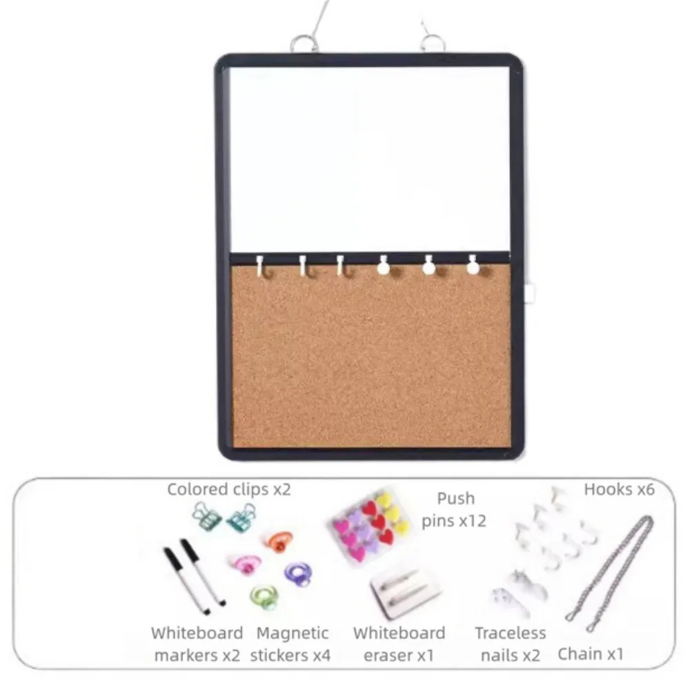 Magnetic Cork Message Board Hanging/Free Standing Rotate Stand Notice Pin Board Set Metal Frame Decorative