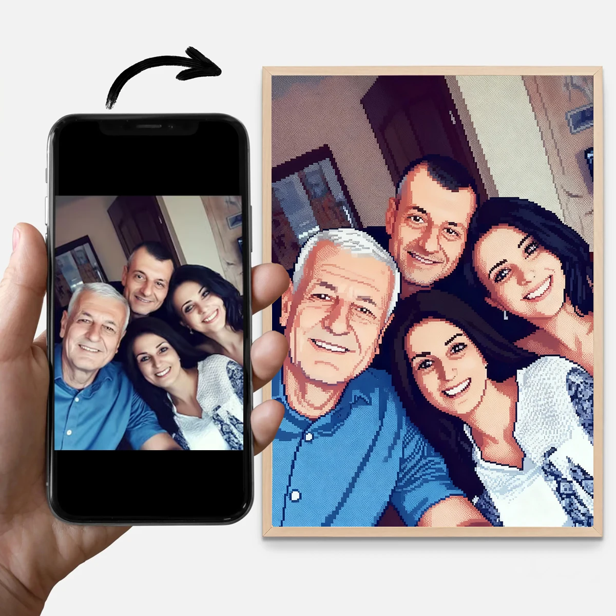 شخصية مخصصة بكسل نمط قماش الطباعة المشارك لصورة الأسرة الحيوانات الأليفة الزفاف مضحك الفن يطبع جدار ديكور فني للمنزل