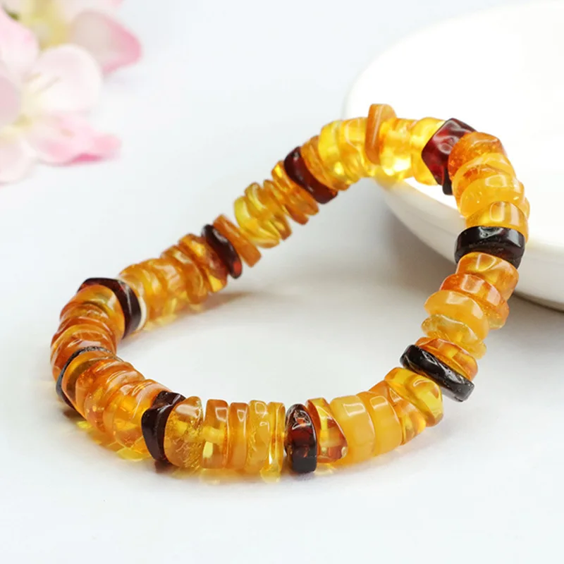 100% Natural Amber Bracelet Men Women Healing Gemstone Fine Jewelry Genuine Baltic Amber Spacer Beads Bracelets Bangles