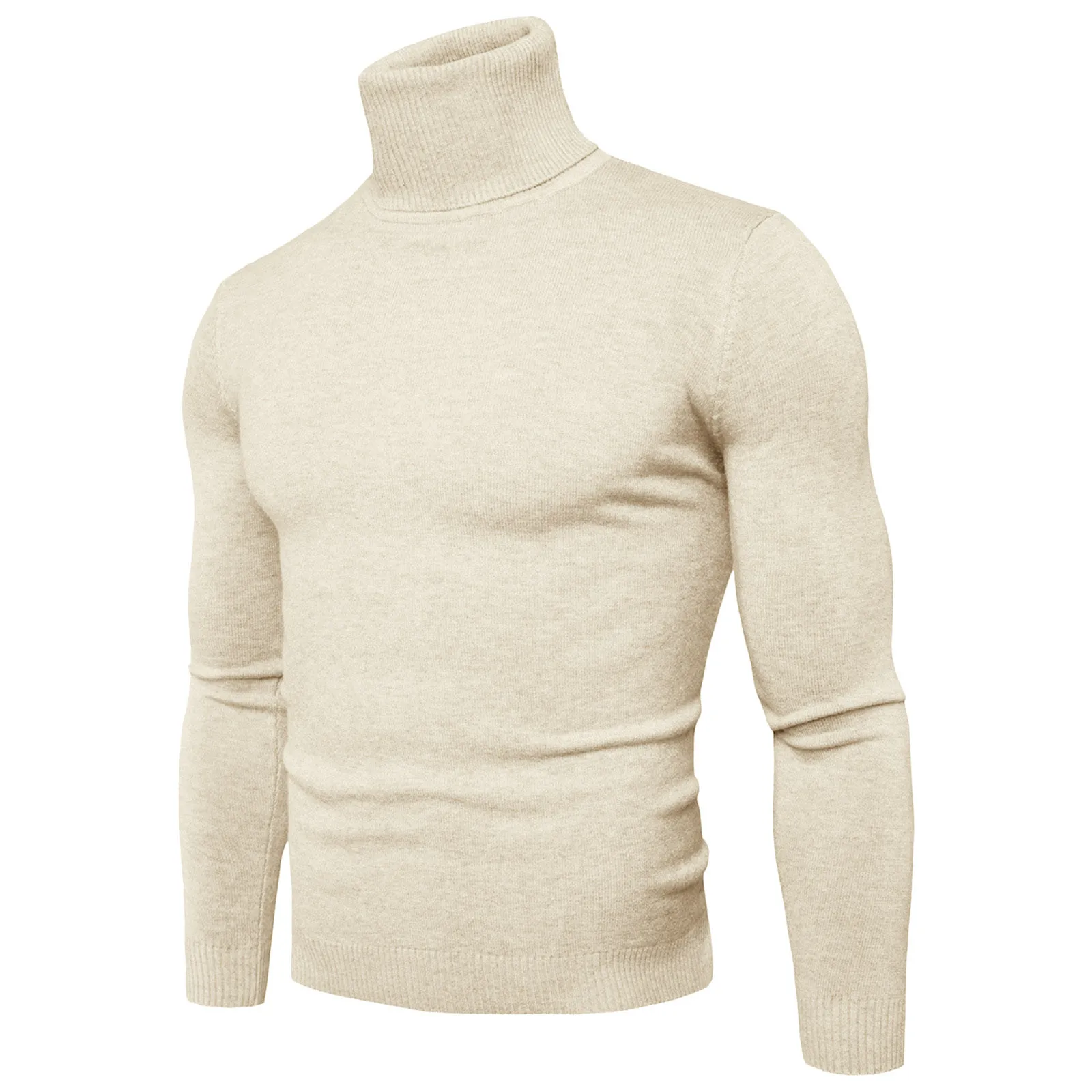 Mens Crewneck Sweaters Autumn Winter Elastic Long Sleeve Solid Color Pullover Fitness Knitted Soft Basic Thermal Underwear Top