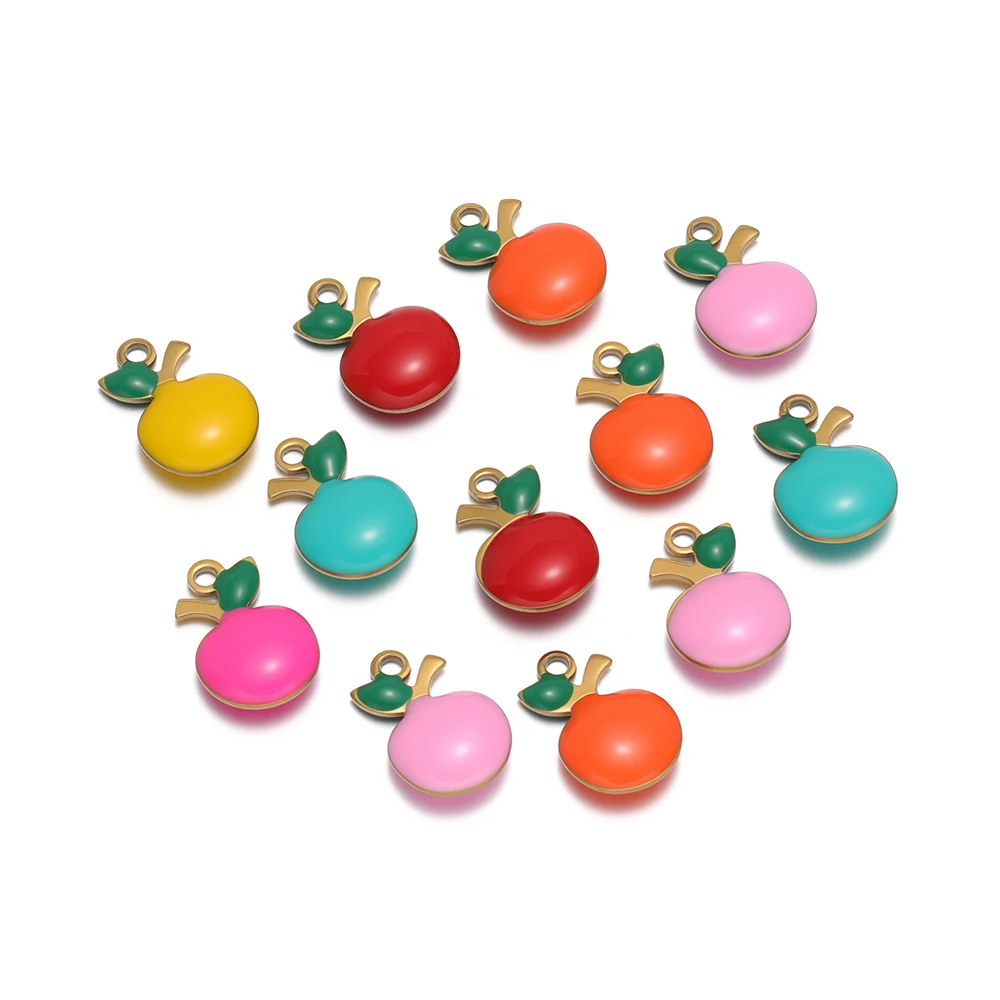 20 Stück Gold Edelstahl Niedliche Apfel-Anhänger für DIY Schmuckherstellung Kinder Armbänder Halsketten Anhänger Kinder Ohrringe Zubehör – Detail 4