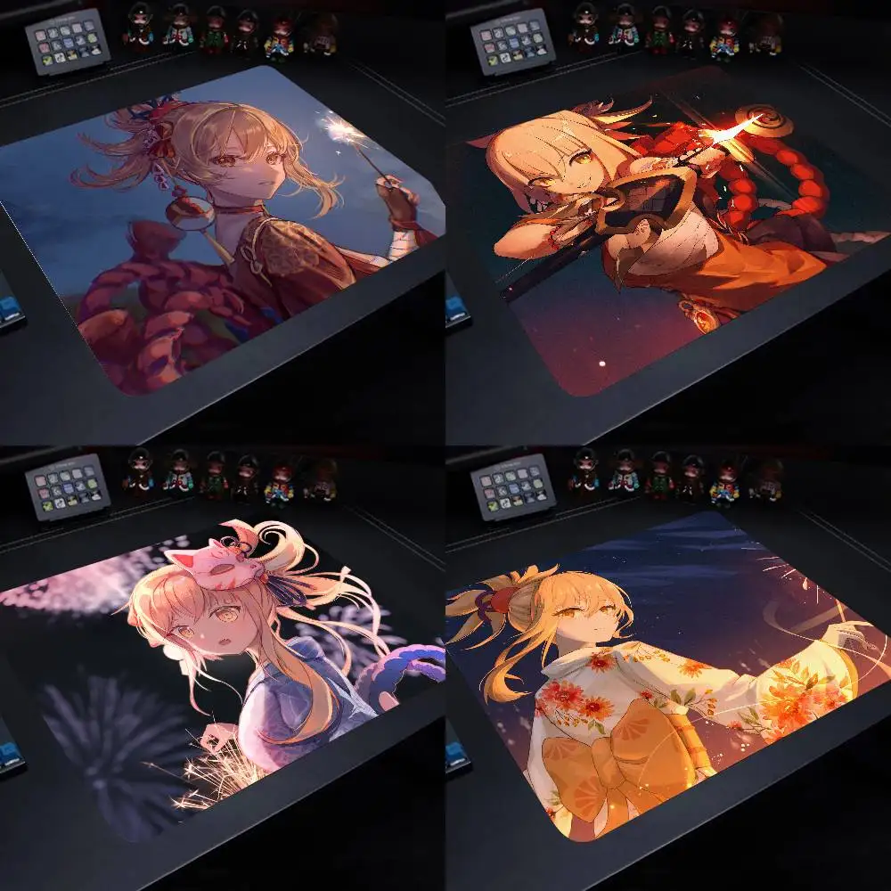 Yoimiya Genshin Impact Small Mouse Pad Gaming Laptop Mousepad Gamer Carpet Keyboard Mat Desk Protector