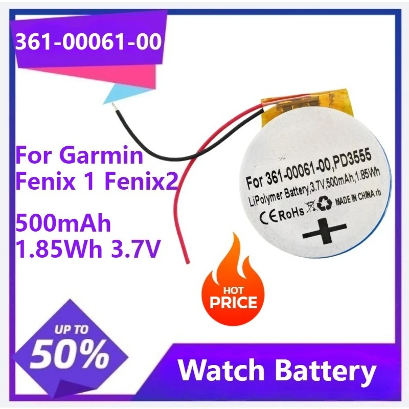 

361-00061-00 New Battery For Garmin Fenix 1 Fenix2 PD3555W PD3555 500mAh 3.7V 1.85Wh