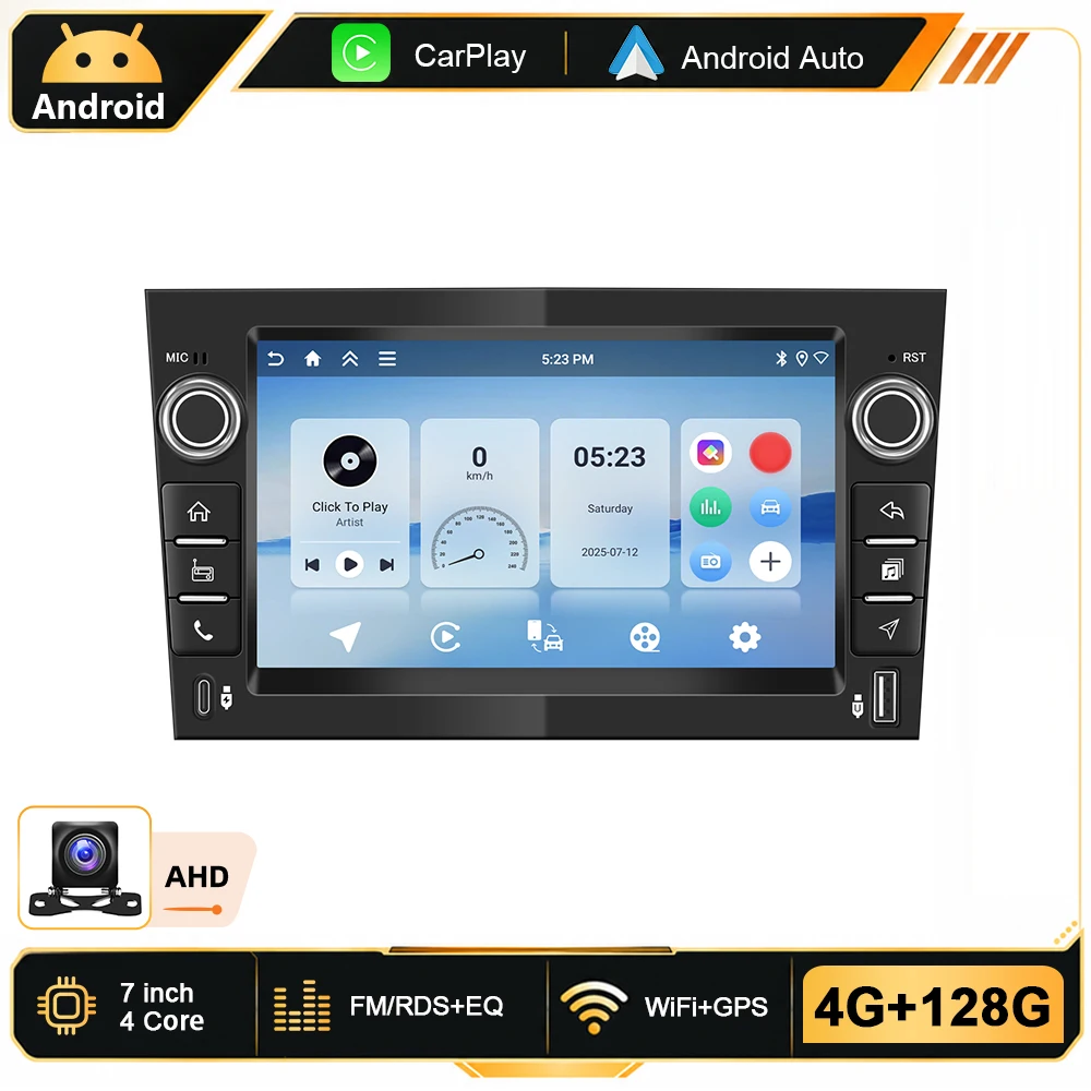 Podofo 6G+128G 7" Android Autoradio für Opel Astra Antara Vectra Corsa Zafira Meriva Vivaro Combo Signum Tigra Twin Top Auto Intelligentes System CarPlay Android Auto Autoradio GPS WiFi BT Auto