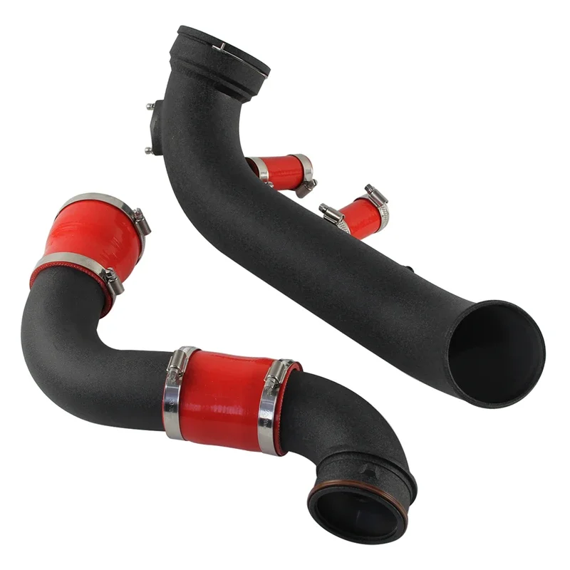 Intercooler Pipe Kit Super Charge Boost Turbo For BMW N54 E8X E9X  E82 E88 E90 E91 E92 E93 1M 06-15 Black/Red Wrinkle Aluminum