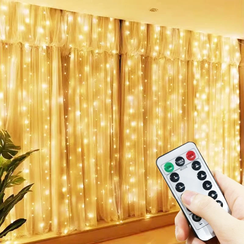 Tenda LED String Lights Spina USB con telecomando Fata Ghirlanda Luci Decorazione natalizia per camera da letto Casa Capodanno