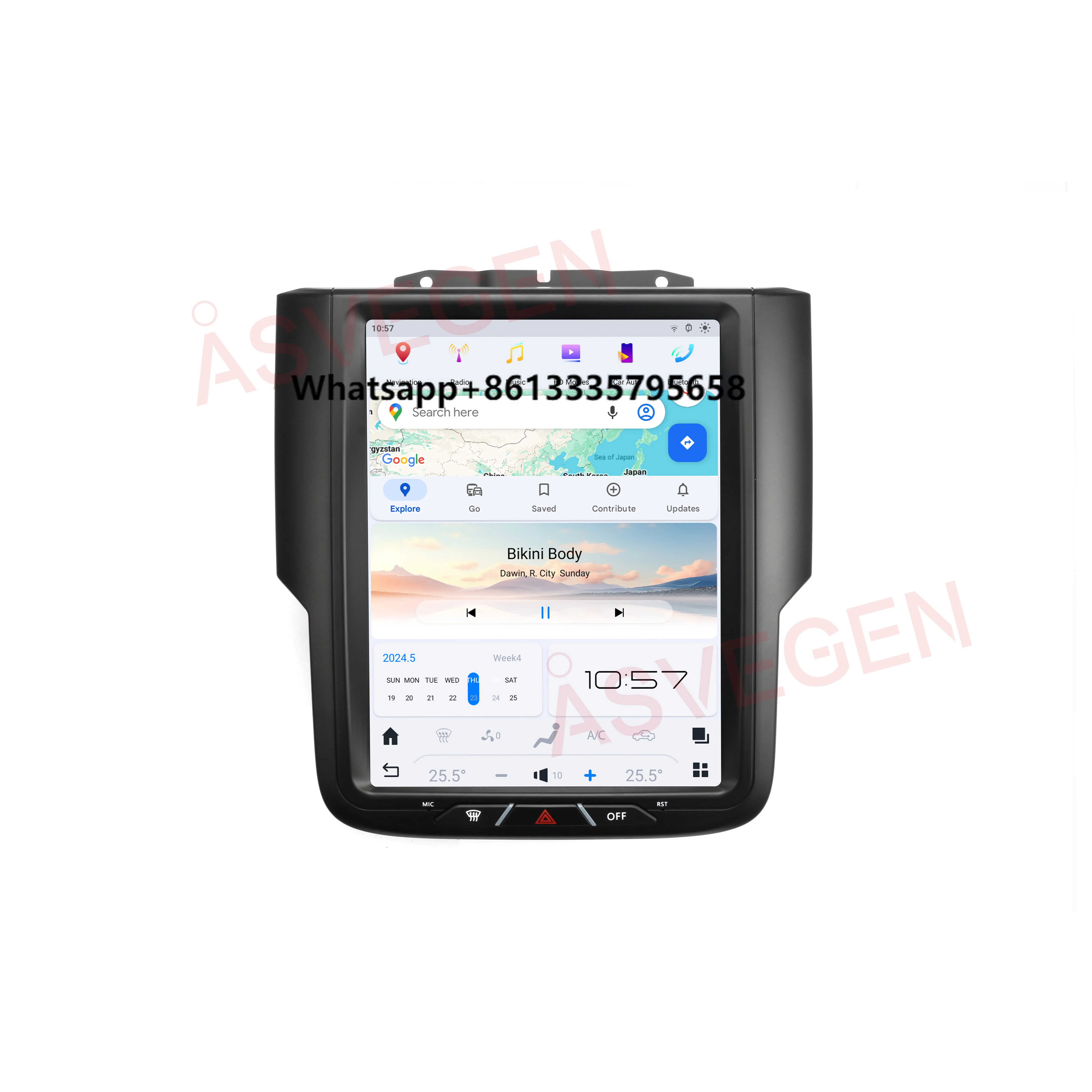 

10.5 INCH 1200*1600 Screen Car Audio Radio Stereo for Dodge RAM 2010-2018 Auto/Manual AC Car Android Head Unit Carplay DSP