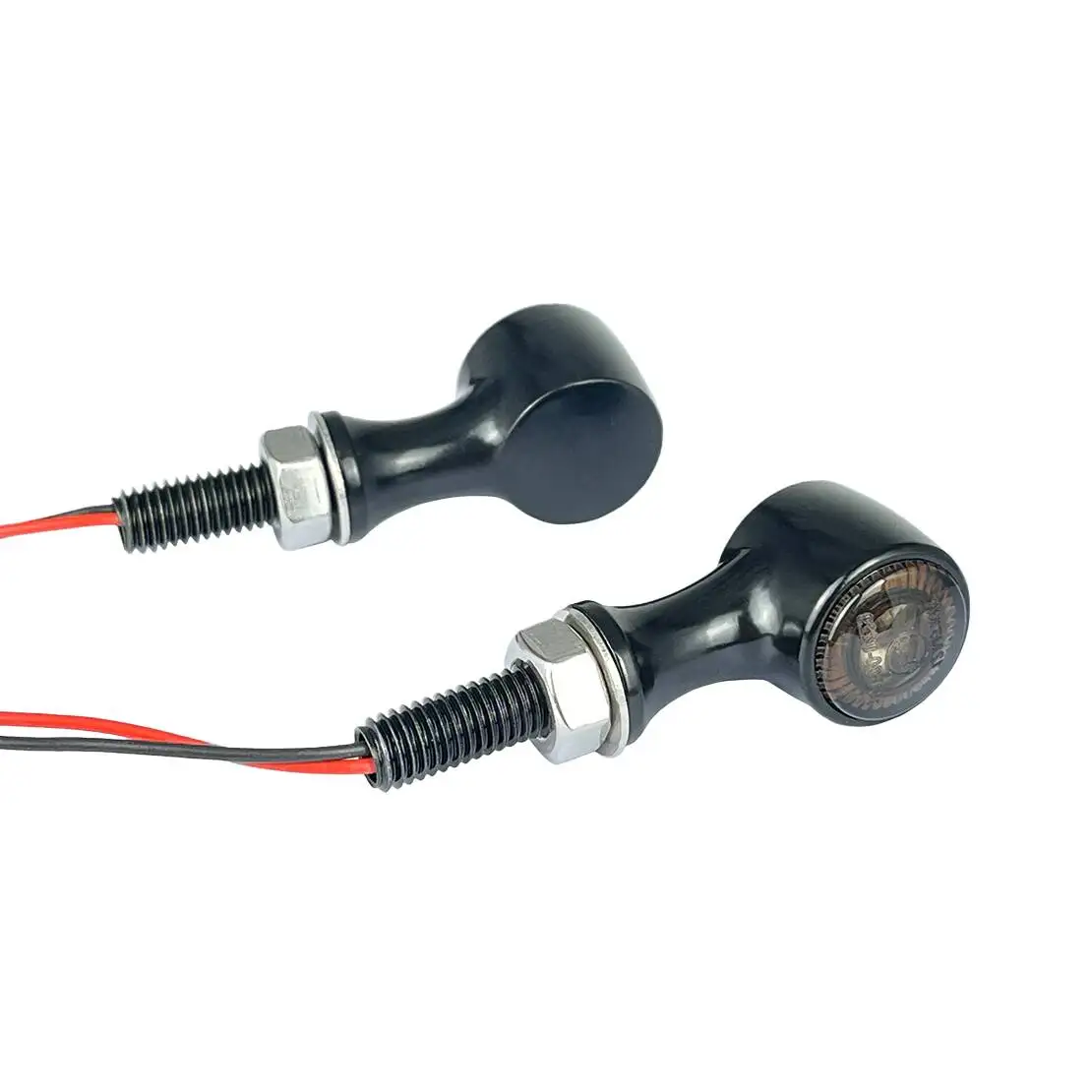 DC12V 2pcs Universal Mini Black Housing Brown Lens LED Turn Signal Blinker Lights For Motorcycle Dirt Bike Street