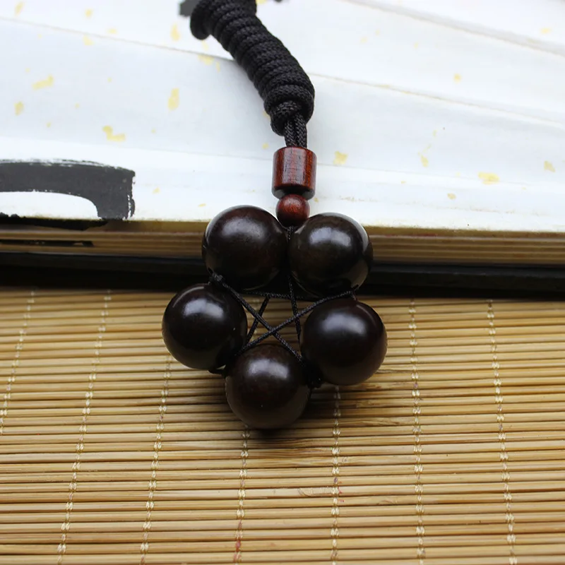 Chinese Style Thunderstruck Jujube Wood Five Thunder Lucky Pendant Hand Carved Amulet For Wealth Blessing Protection Good Fortun