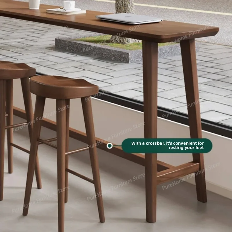 

Rustic Long Solid Wood High Boy Table, Pub Table for Breakfast Bar By Window, Industrial Cafe Dining Bar Furniture bar tables