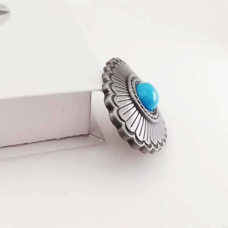 M6CD العرقية الفيروز الإغاثة الأزهار نمط حزام مشبك حساسة حزام مشبك استبدال حزام الملحقات الكبار روك مشبك #3