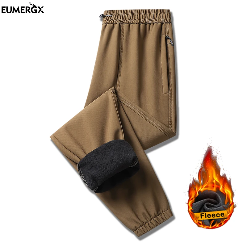 EUMERGX Winter Thick Fleece Pants Men Women Waterproof Windproof Warm Jogger Pants Unisex Hiking Camping Climbing Ski Trousers
