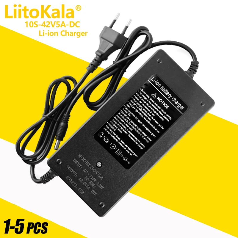 

1-5PCS LiitoKala 36V 5A Electric E-Bike Battery Charger 42V 10S Ebike Scooter Bicycle Li ion Charger With Fan DC Connector