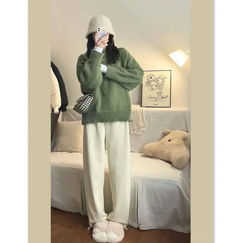 Autumn versatile thickened warm pullover sweater women's fashionable Japanese style knitted top women clothing y2k tops emo