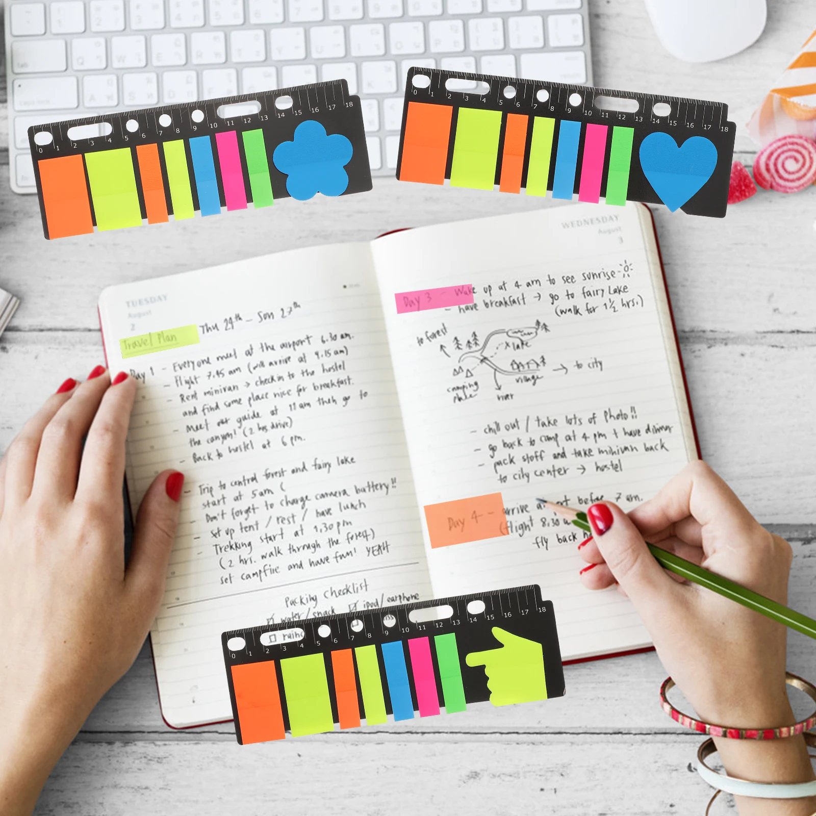 

3Set Multi-Function Sticky Memo Pads Relocatable Book Accessories for School Reading Note Taking Book Tabs Household Sticky Memo