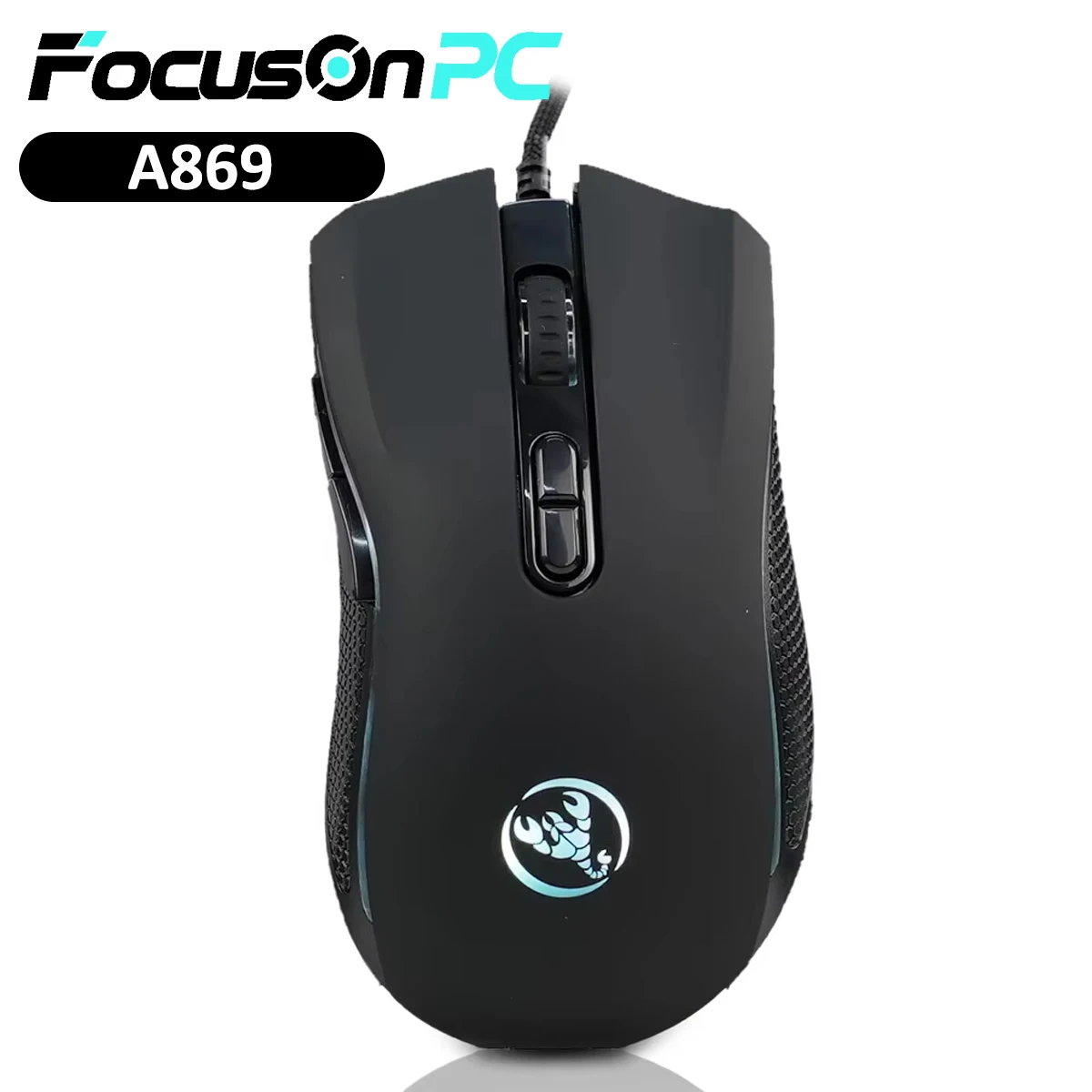 FocusOnPC Wired Optical Professional Gaming Mouse with 7 Bright Colors LED Backlit and Ergonomics Design 3200 DPI For LOL Gamer