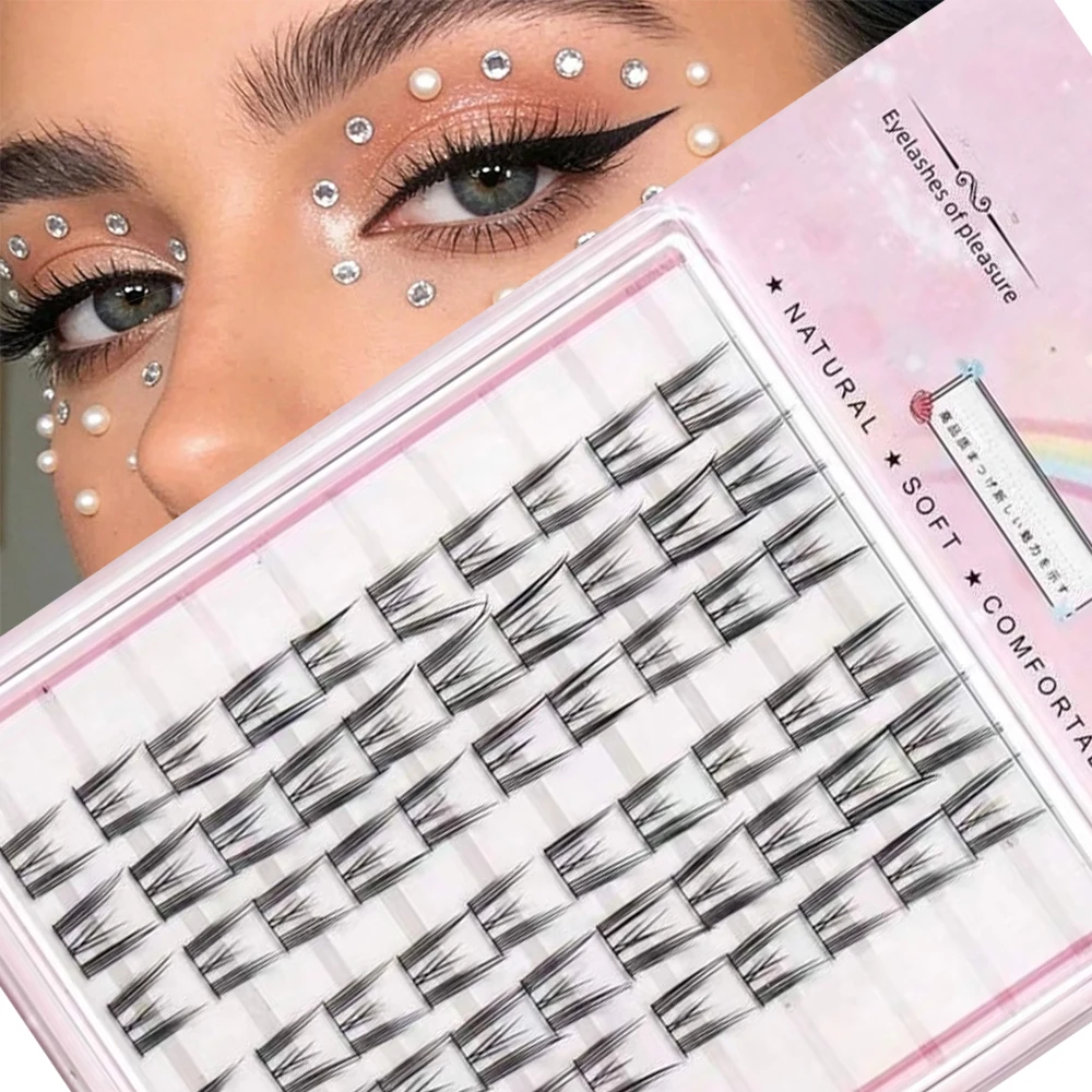 60pcs DIY Lashes Extension Kit Cute Cat Paw False Eyelashes for Enlarged Eyes Make Up