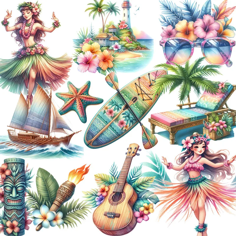 

Happy Hawaii Stickers Crafts And Scrapbooking stickers kids toys book Decorative sticker DIY Stationery