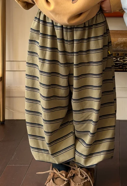 1423 Children's Trousers in Autumn 2026 Loose Striped Long Trousers for Boys and Girls 3-14Year Kid's Pants Bloomers