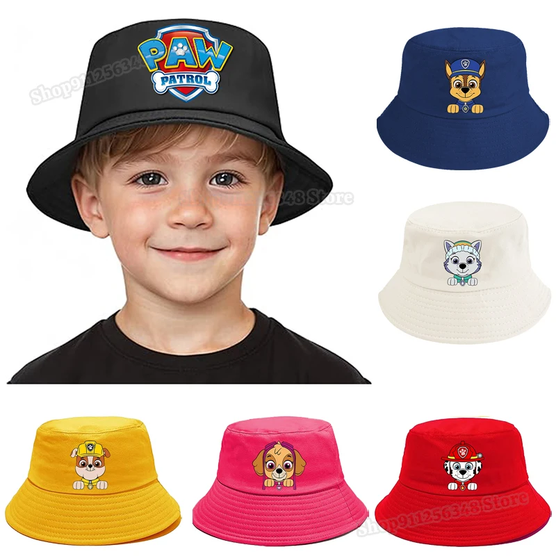 Paw Patrols Bucket Hats for Kids Kawaii Cartoon Anime Print Fisherman's Cats Summer Travel Beach Headgear Apparel  Accessories