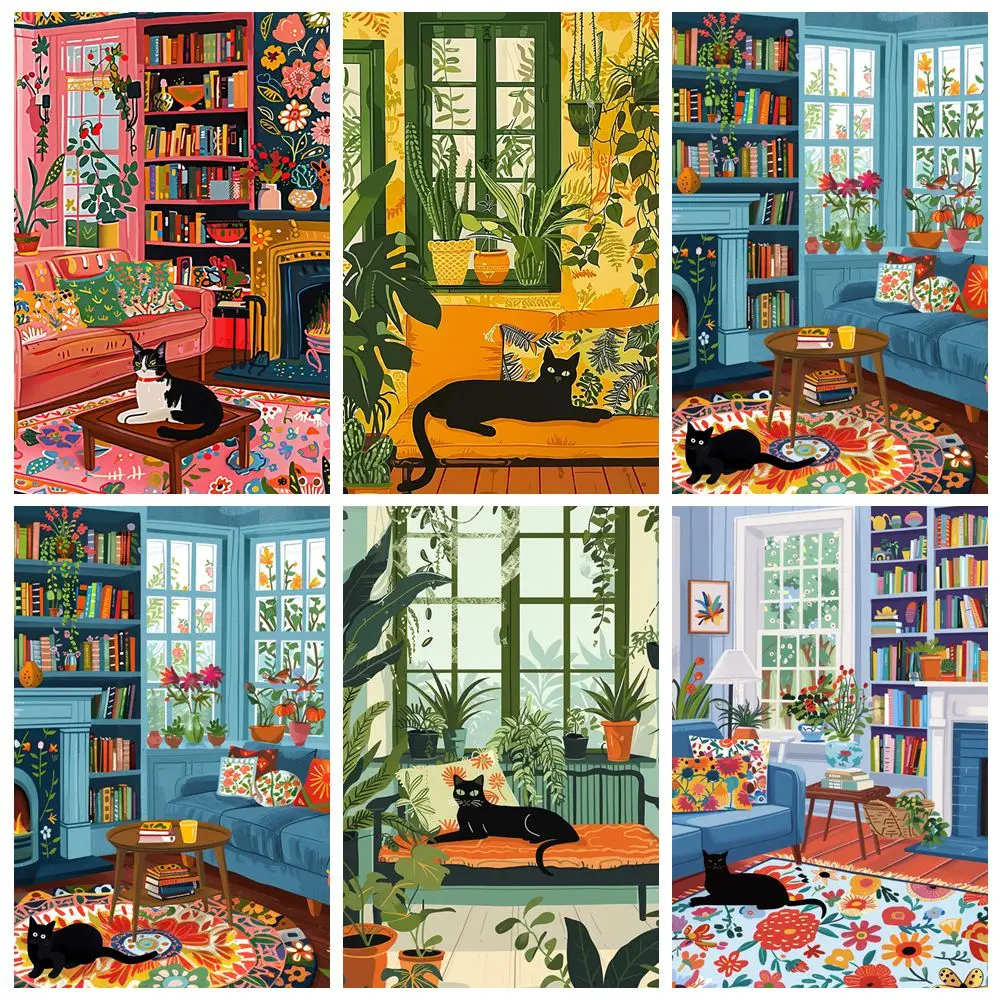 DIY Diamant Malerei Kits Tier Katze Im Schlafzimmer Wohnzimmer Landschaft Stickerei Mosaik Kreuz Stich Wohnkultur kinder Geschenk