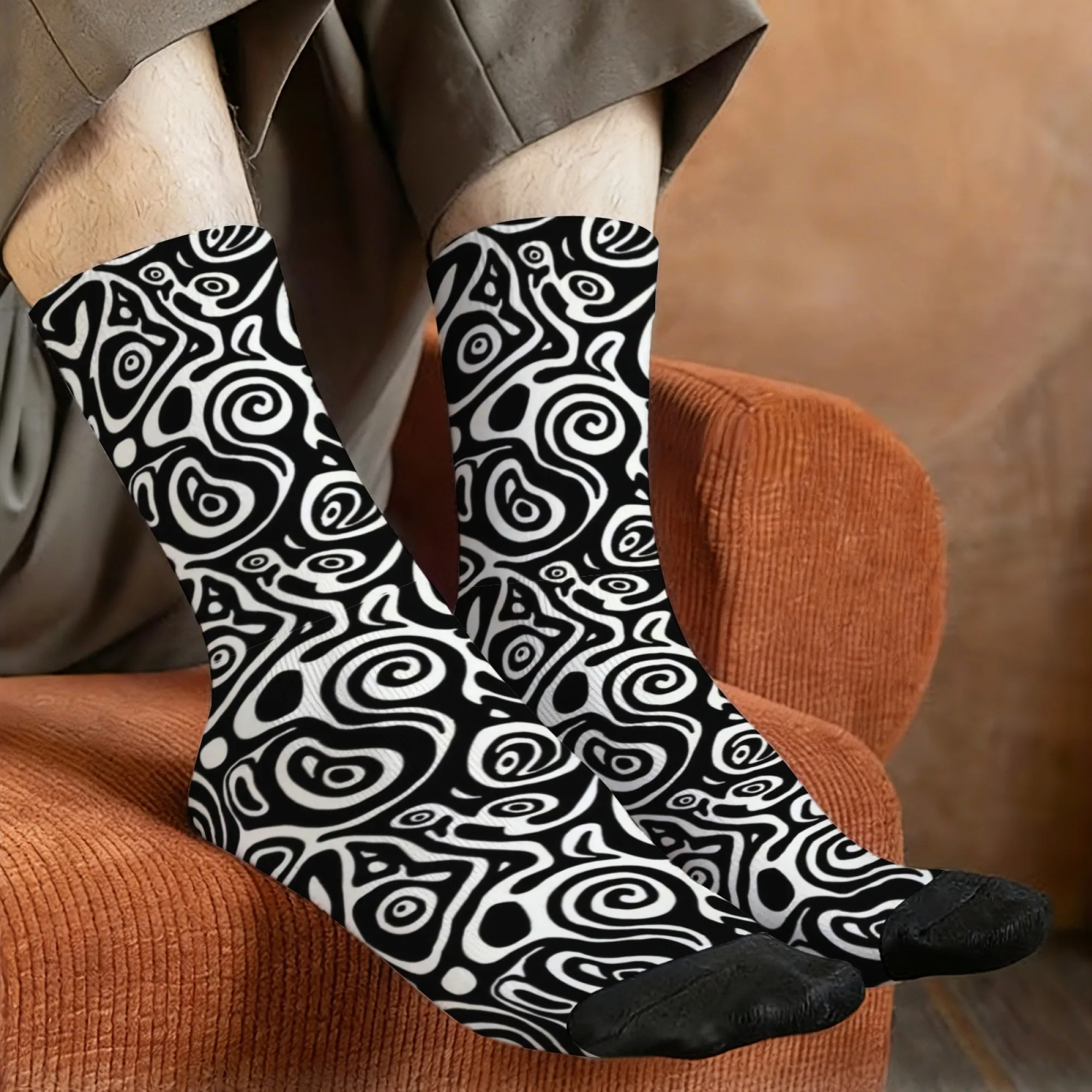 Abstract Swirl Fluid Socks Socks Soft Comfortable Skin-friendly Mens Socks Outdoor Sport Fitness Fun Party Crazy Rock Crew Socks