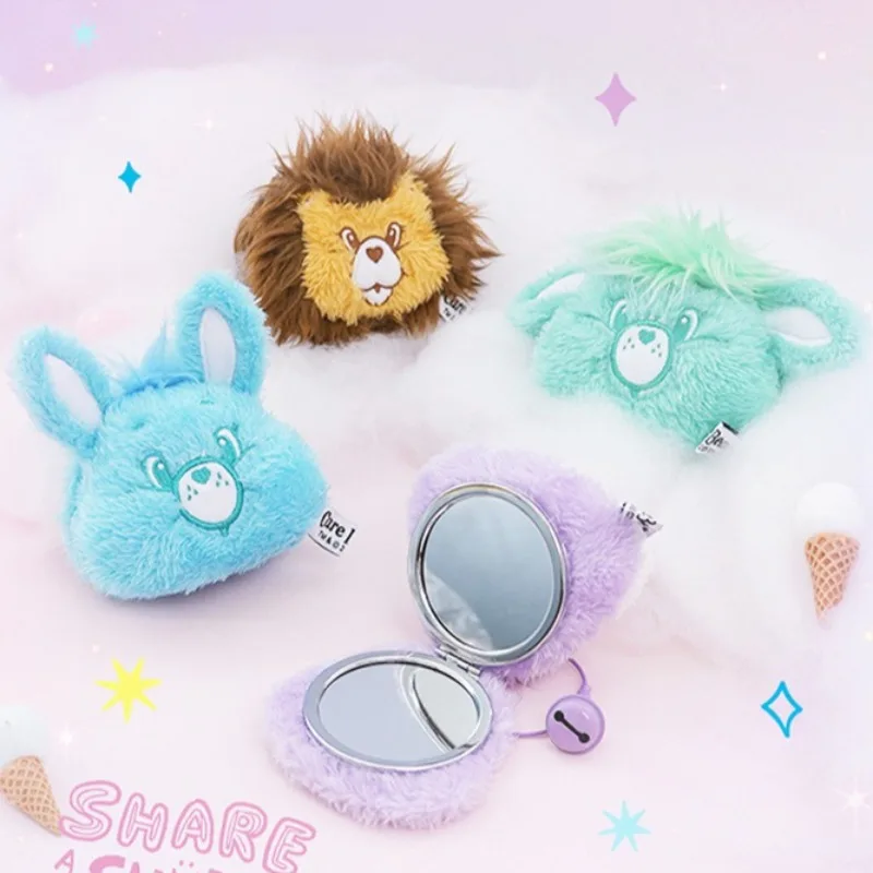 

New Cute Cartoon Care Bears Makeup Mirror Creative Keychain Pendant Doll Pendant Folding Mirror Festival Gifts