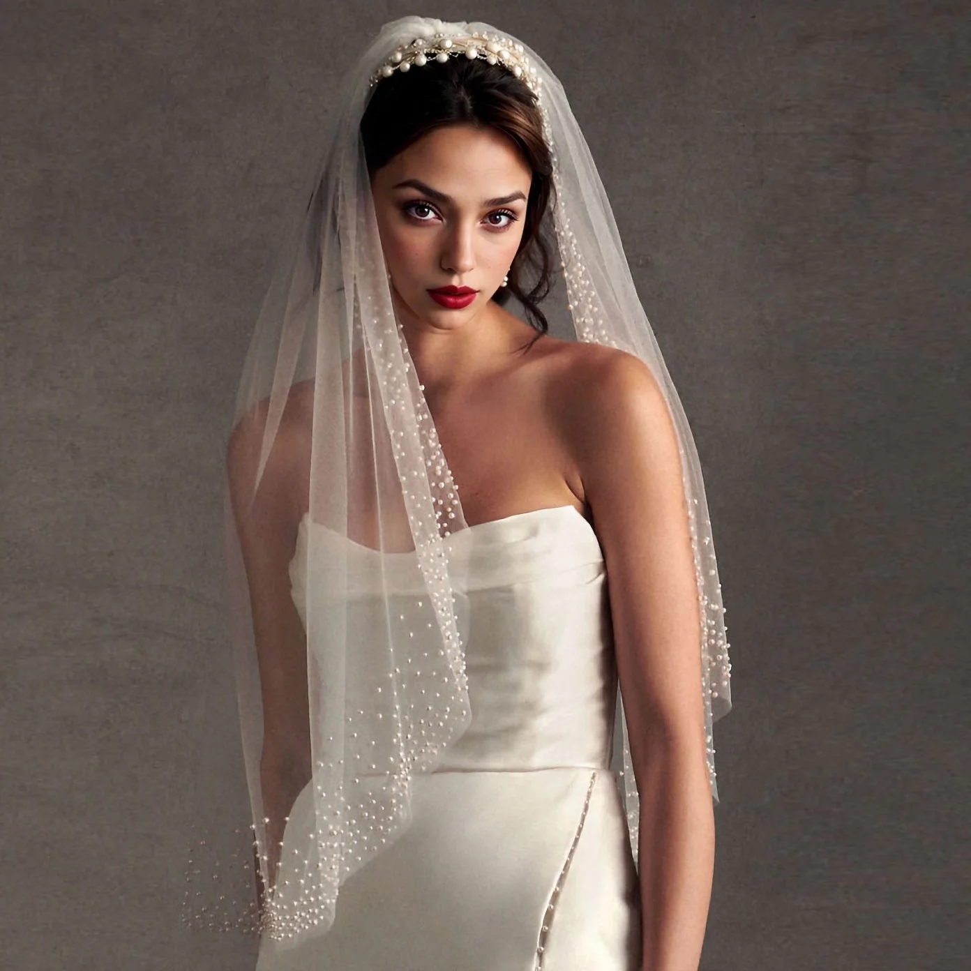 

Жемчужная свадебная фата, сшитая вручную, однослойная, из мягкого тюля, фата белого цвета слоновой кости, 1 м2 м3 м, свадебный аксессуар с металлическим гребнем для волос G157