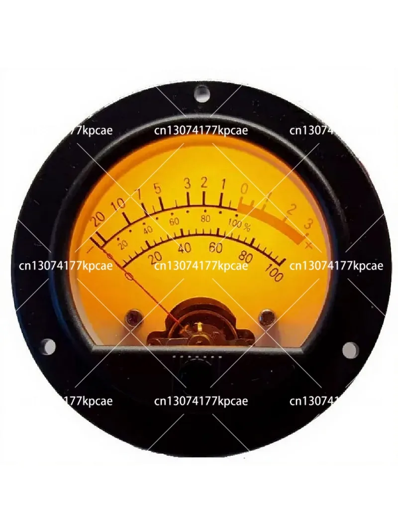 Circular Black Pointer Meter Retro Dial VU Level Voltage Yellow Backlight Customizable Blue
