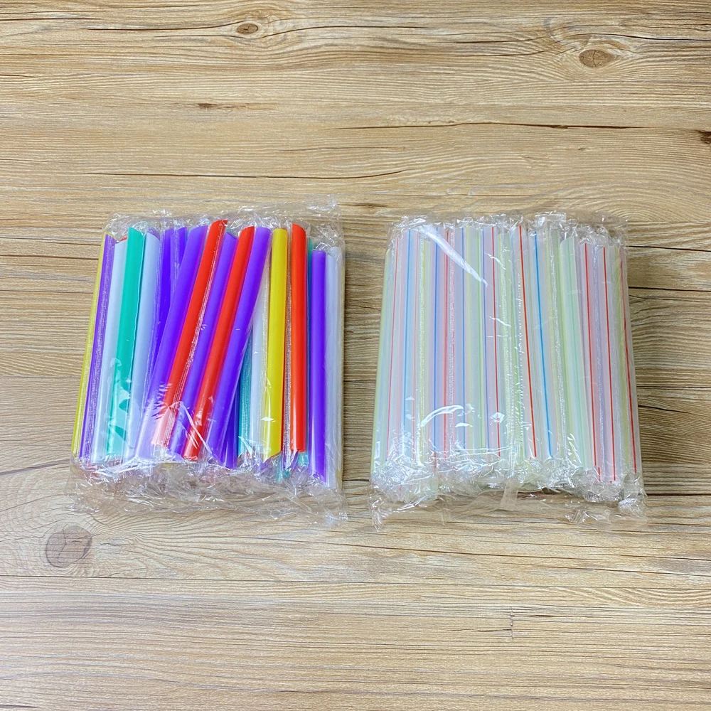 100pcs 190x11mm Big Milkshake Straws Bubble Boba Milk Tea Plastic Thick Straws Smoothie Cold Drinking Drinkware Bar Accessories