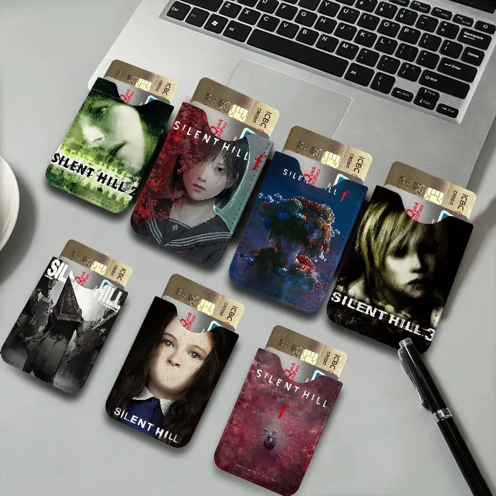 Estuche de cuero sintético para tarjetas de crédito y documentos de identidad, delgado y portátil, ideal para llevar a diario y para actividades al aire libre, con diseño de juego de terror S-Silent H-Hill.