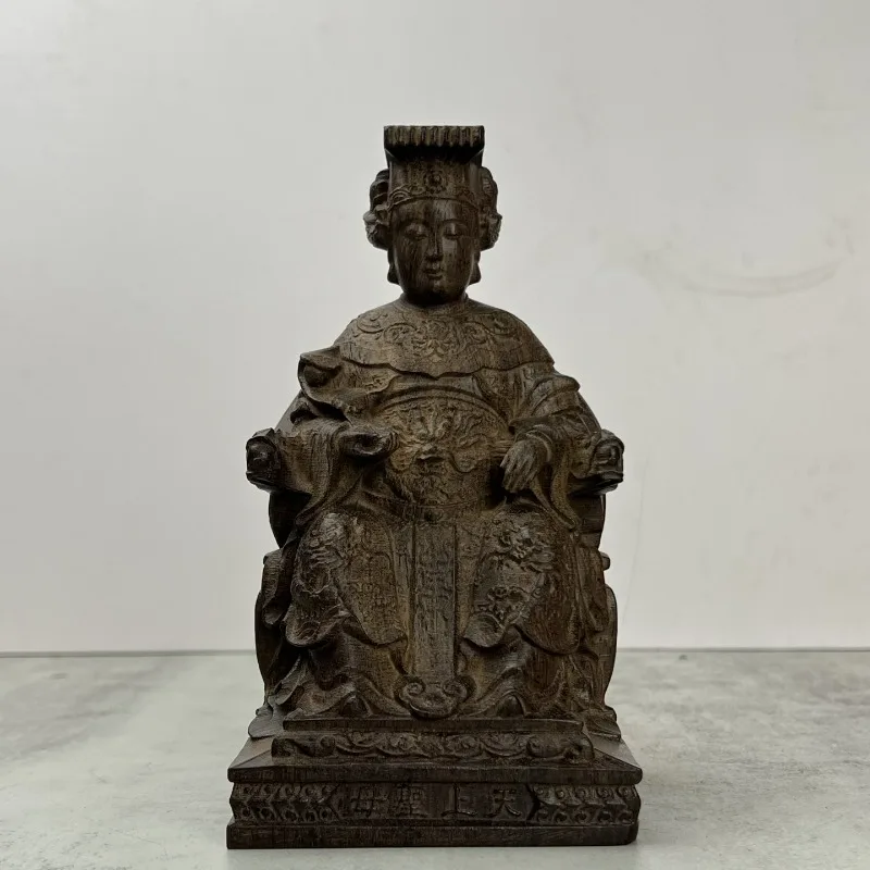 Hand-Carved Agarwood Mazu Statue - 7.09