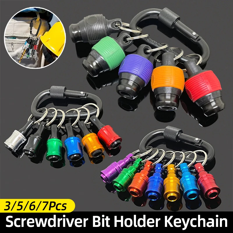 Porte-clés porte-embout de tournevis, barre d'extension à tige hexagonale de 1/4 pouces, forets à dégagement rapide, adaptateur de vis à douille, outils à main, 3/5/6/7 pièces
