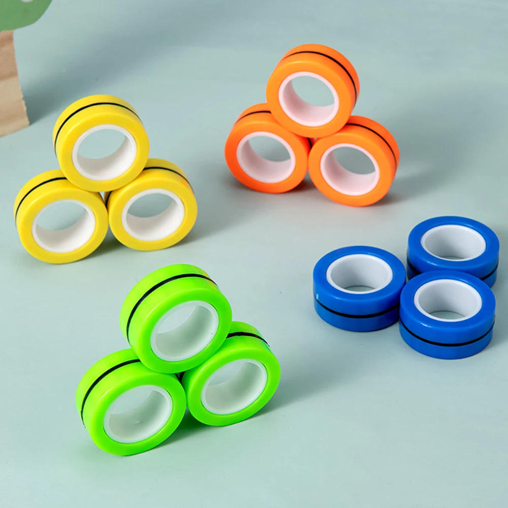 3pcs Magnetic Rings Unzip AntiStress Fidget Ring Spinner Magnetic Spinner Fidget Ring Magic Rings Tool Bracelet For Children