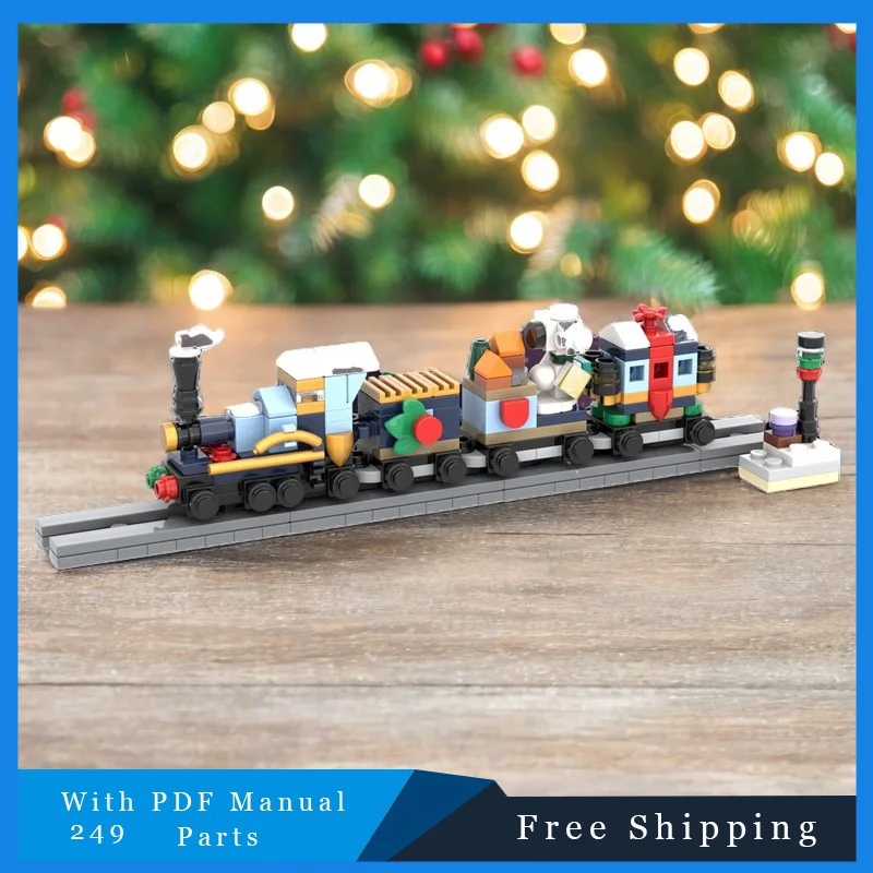 ชุดตัวต่อรถไฟเมืองฤดูหนาว 249 ชิ้น แบบ MOC ประกอบเอง ของเล่นเสริมพัฒนาการด้านการศึกษา ของขวัญสุดพิเศษ