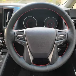 Customization DIY Genuine Leather Car Steering Wheel Cover Accessories For Toyota Alphard VELLFIRE 30 2016 - 2022 Volant