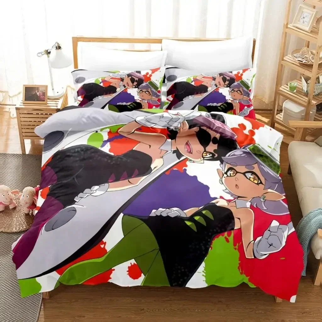 Splatoon Bedding Set Single Twin Full Queen King Size Kawaii Boysgirls Bed Set Aldult Boys Bedroom Duvet cover Sets 3D Print