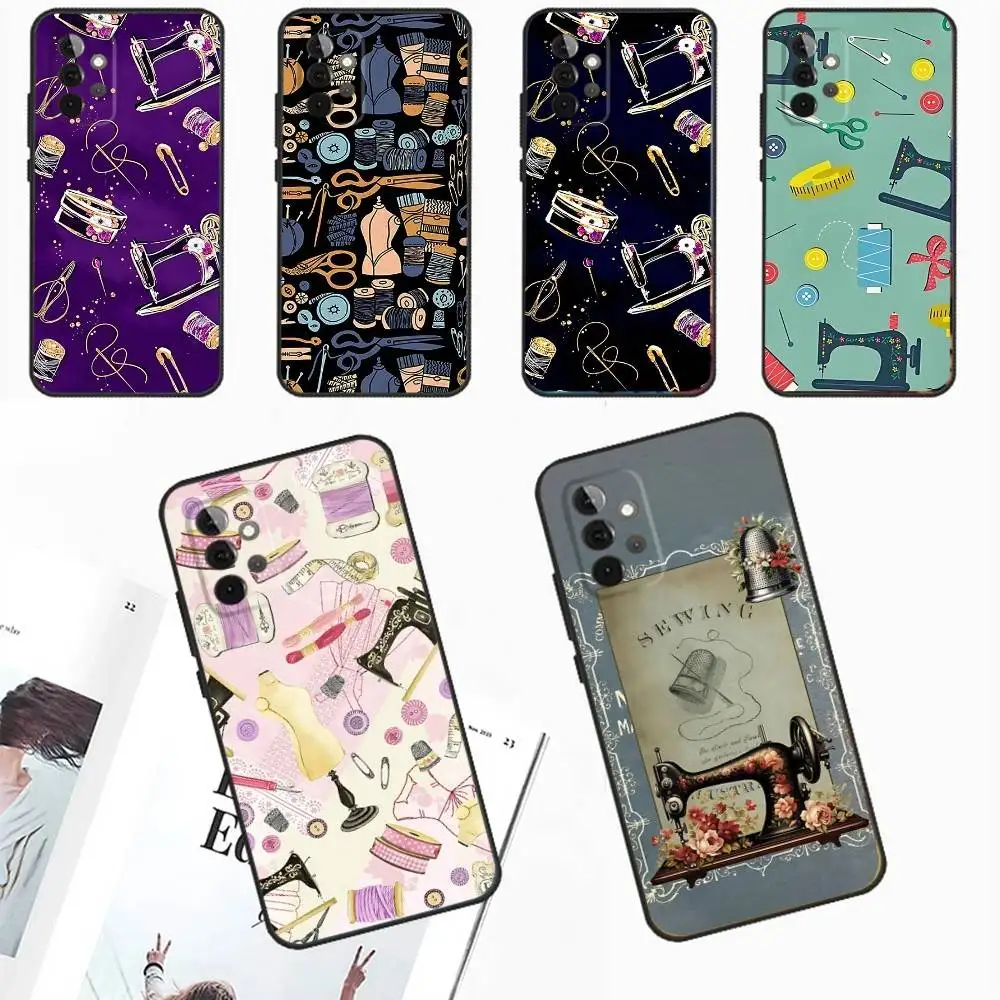 

Sewing Machine Phone Case For Samsung Galaxy A13,A21s,A22,A31,A32,A52,A53,A71,A80,A91 Soft Black Phone Cover
