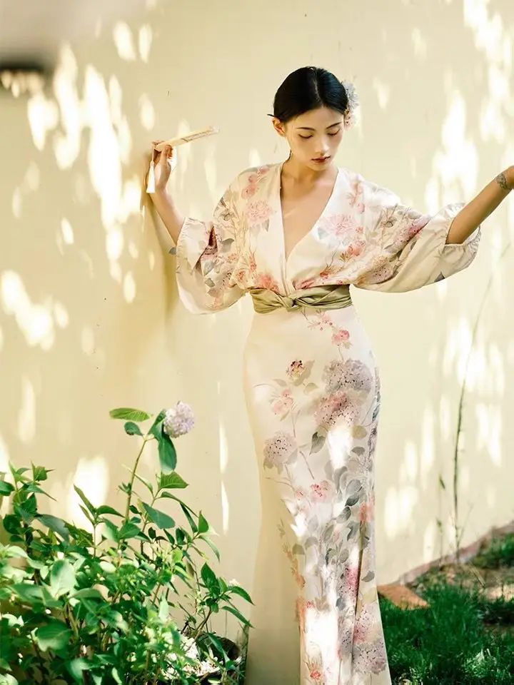 Women's Advanced Showa Style Japanese V-neck Exotic Dress Long Skirt Improved Daily Kimono Style Retro V Neck Dress - AliExpress 200000345 Women's Advanced Showa Style Japanese V-neck Exotic Dress Long Skirt Improved Daily Kimono Style Retro V Neck Dress - AliExpress 200000345