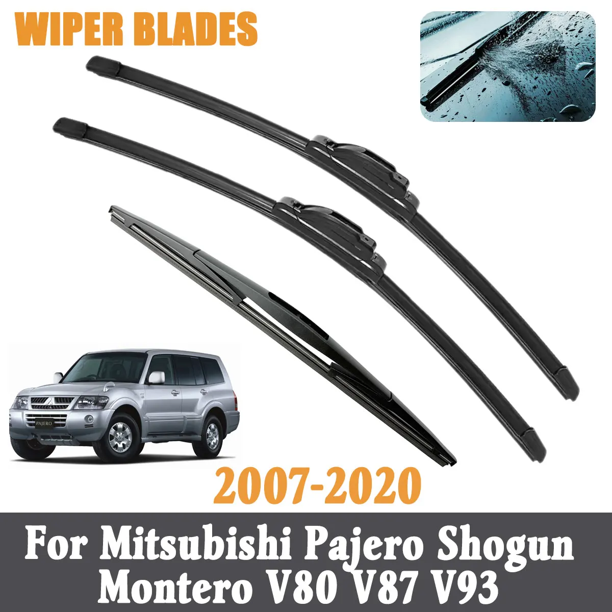 

3PCS Front Rear Wiper Blades Brushes For Mitsubishi Pajero Shogun Montero V80 V87 V93 2007-2020 Accessories Window Windscreen