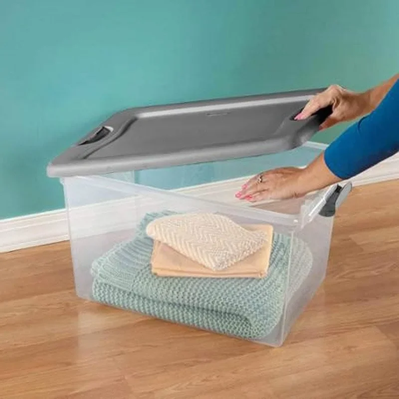 Stackable storage boxes, plastic containers for organizing clothes in your closet