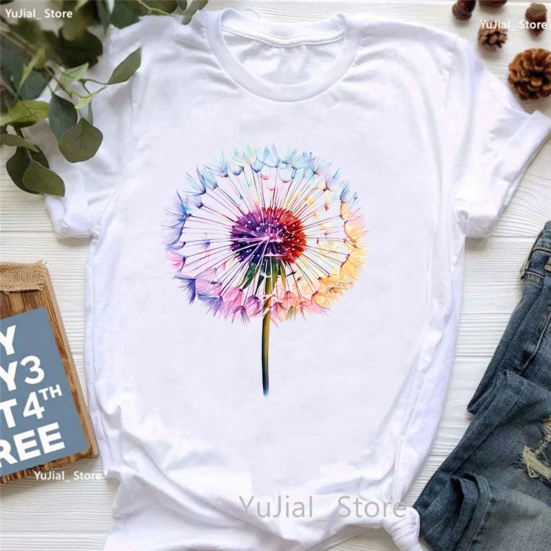 

Dandelion Print T Shirt Women'S Clothing Summer Fashion Short Sleeve T-Shirt Femme Harajuku Shirt Casual T-Shirt