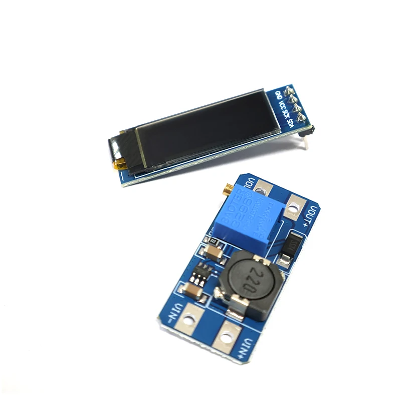 MT3608 Boost Converter+0.91 Inch OLED Display Combo, SSD1306 I2C 128x32,2-24V to 5V-28V 2A, Power &Display Kit for Arduino ESP32