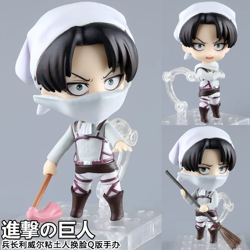 10cm Anime Nendoroid Attacking Giants Levi 417 Interchangeable Face Doll Collectible Action Figure Model Toy Ornaments Fans Gift view 5