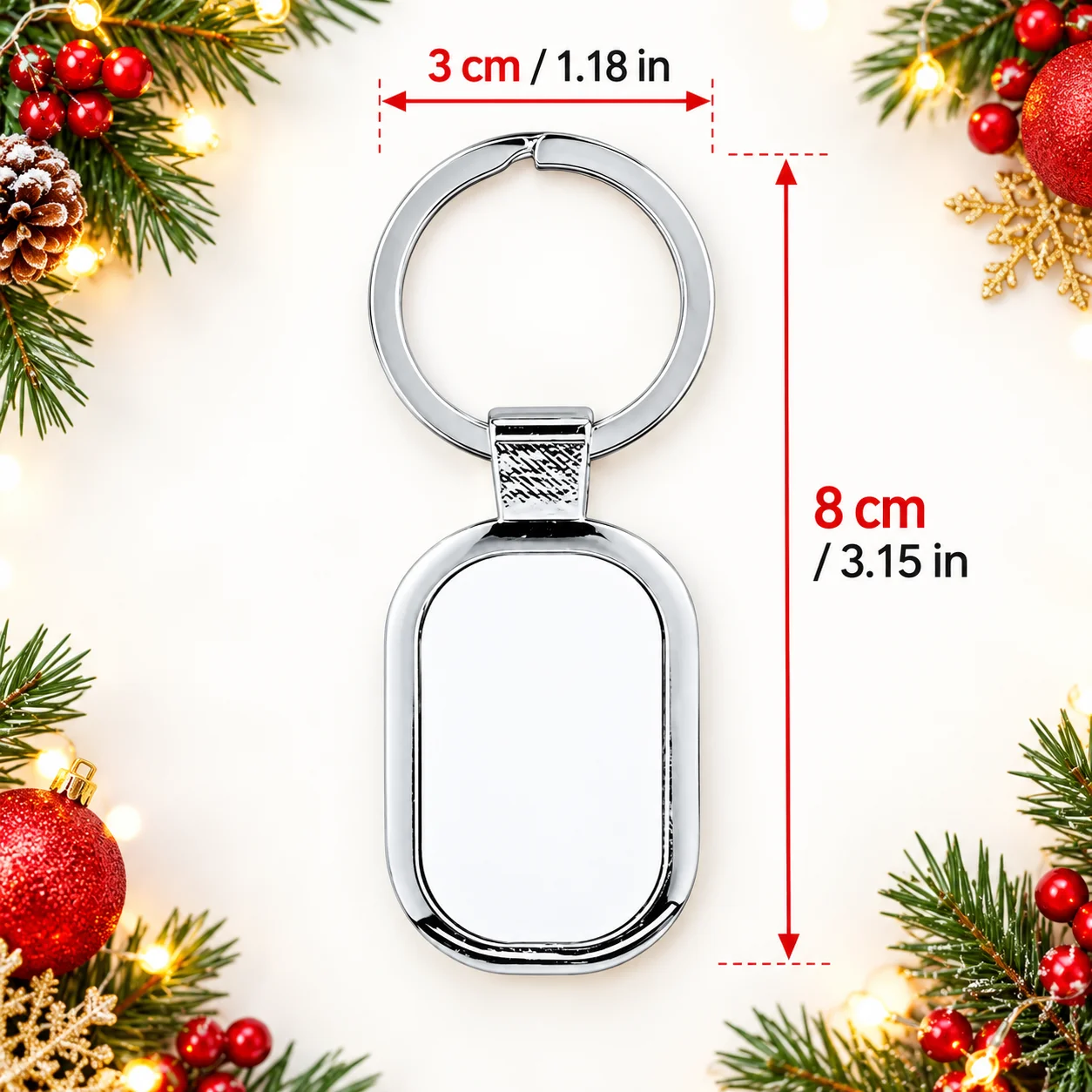 10Pcs Sublimation Oblong Keychain Blanks Metal Photo Transfer Key Rings DIY Handmade Present Accessories