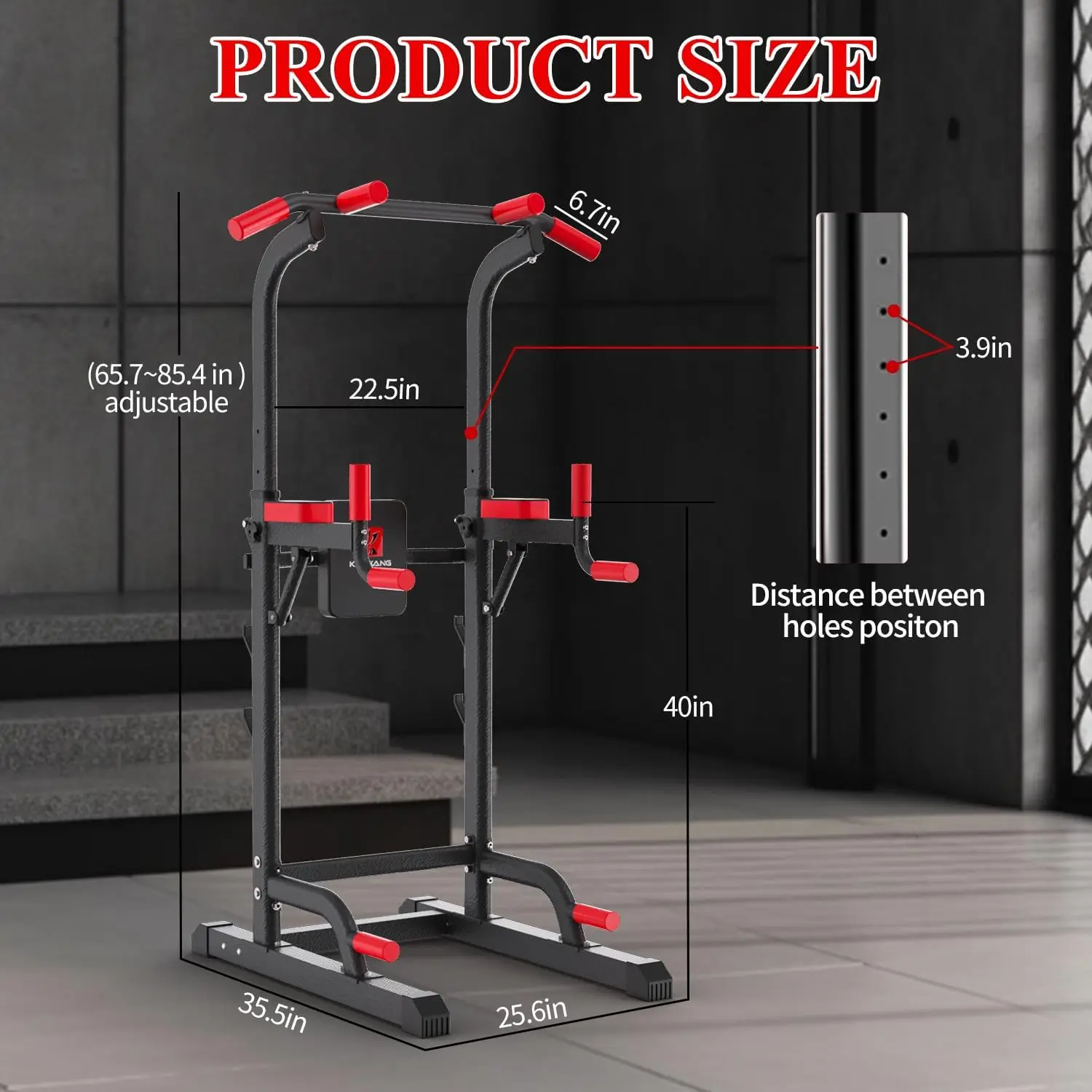 Dip Station, Pull Up Bar Station & Multi-Function Gym Equipment For Home Strength Training Adujustable Height Up to 85.5