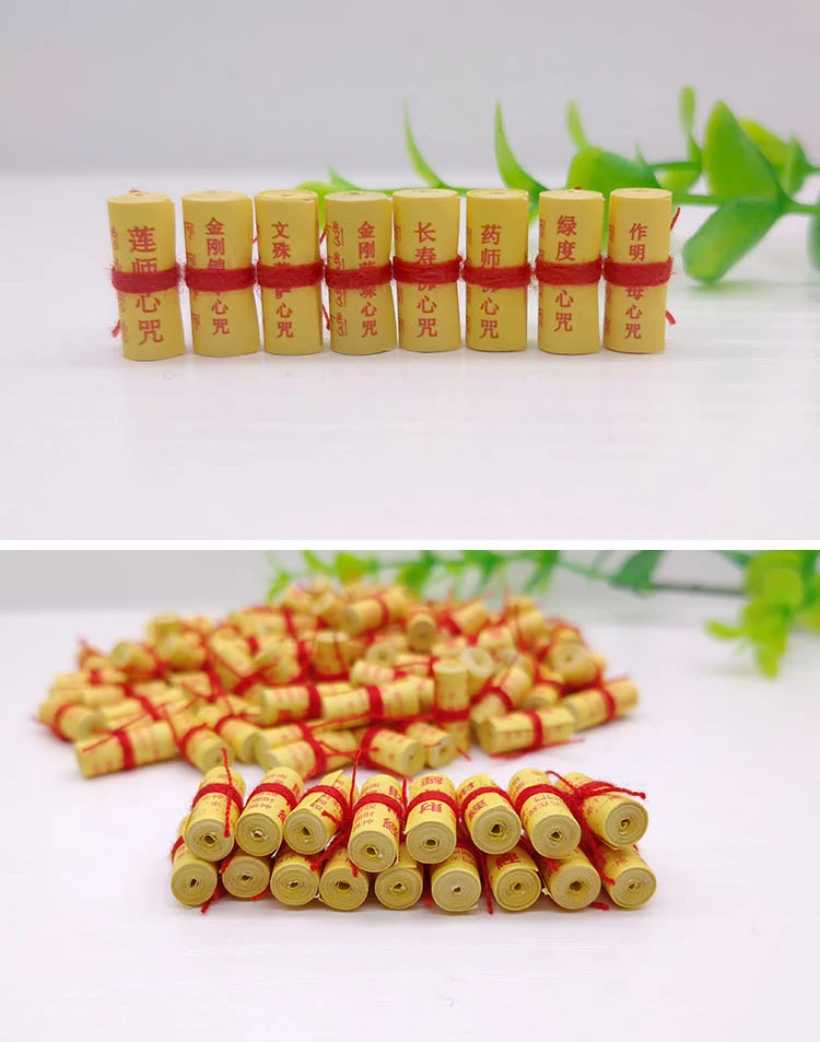 80PCS Wholesale Buddhist supplies 8 BUDDHAS miniature heart mantra scriptures Paper roll amulet talisman Temple Abbot