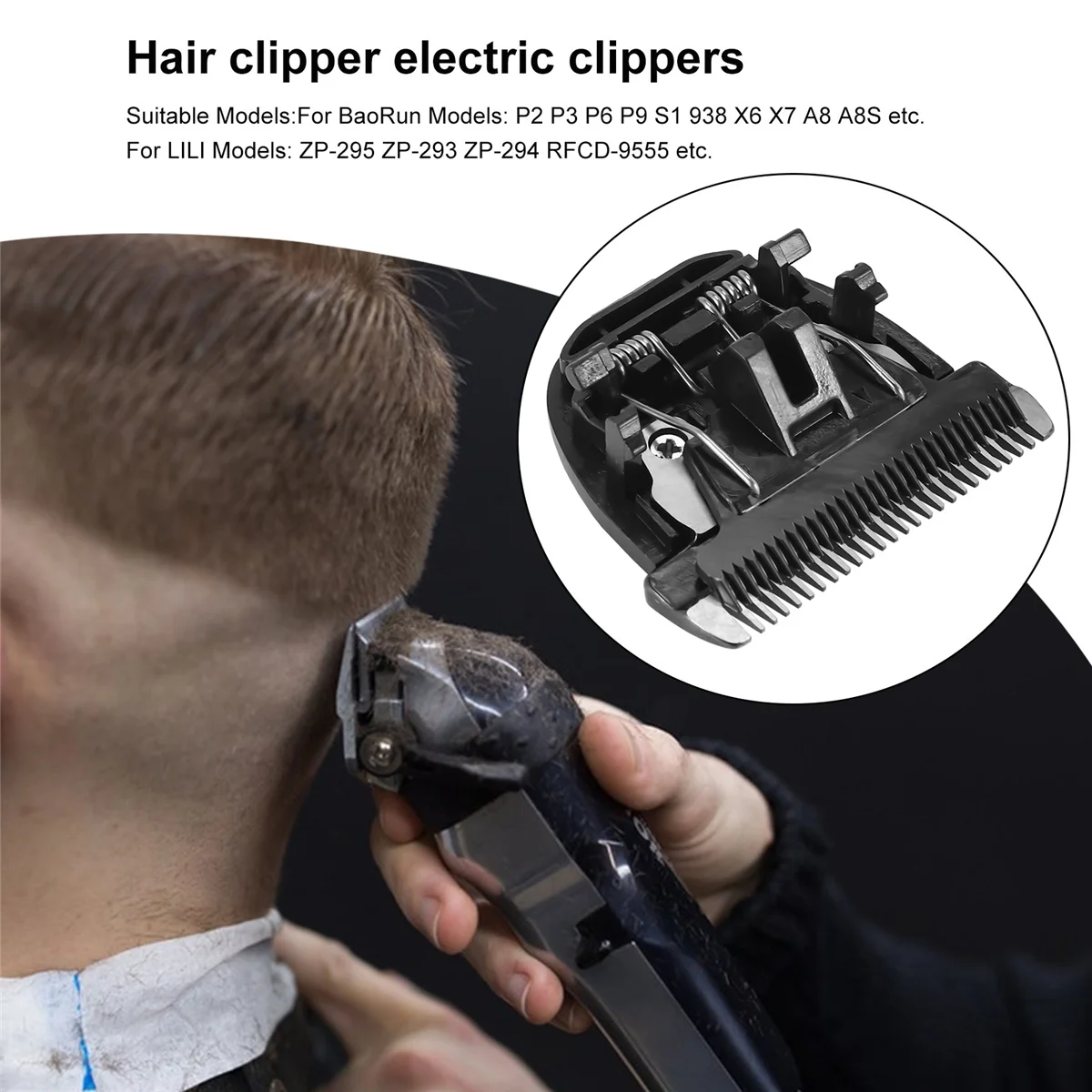 Black Ceramic Titanium Knife Hair Trimmer Blade Clipper Head for P2 P3 P6 P9 S1 ZP-295 ZP-293 4