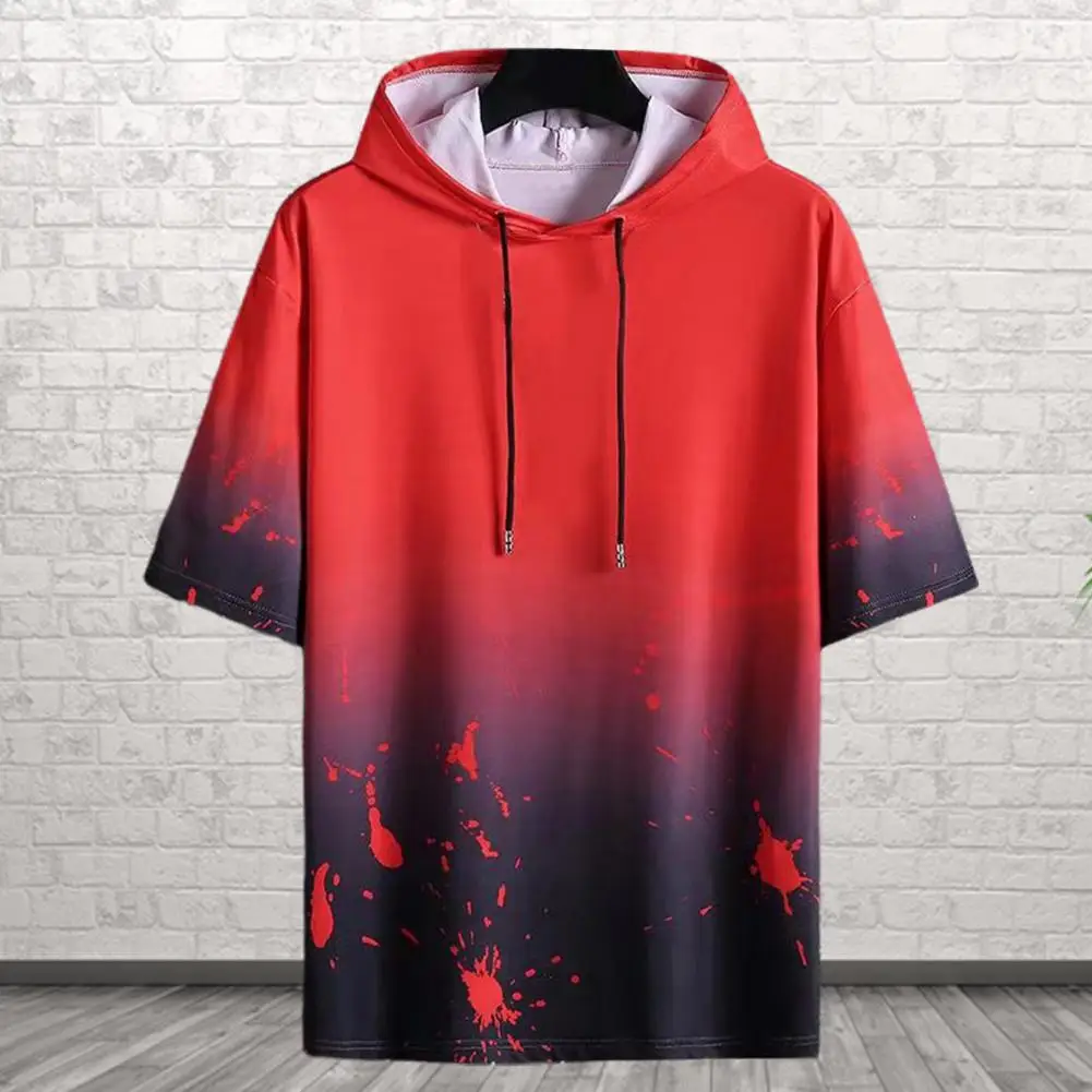 

Trendy Summer Hoodie Soft Drawstring Streetwear Comfortable Splash Ink Print Summer Hoodie